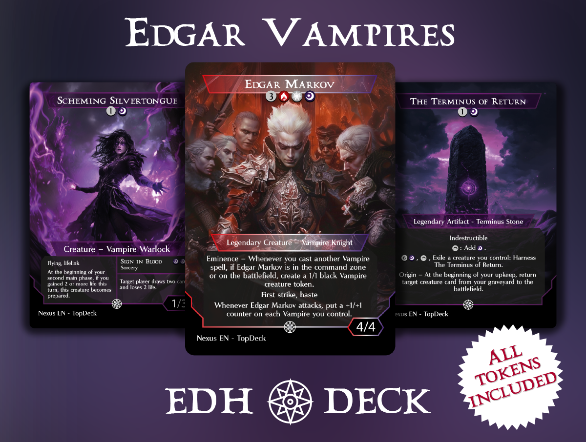 Edgar Vampires Commander mtg proxy deck custom magic card lands token alter full deck list edh cedh dual land fetch