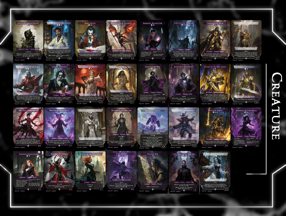 Edgar Vampires Commander mtg proxy deck custom magic card lands token alter full deck list edh cedh dual land fetch