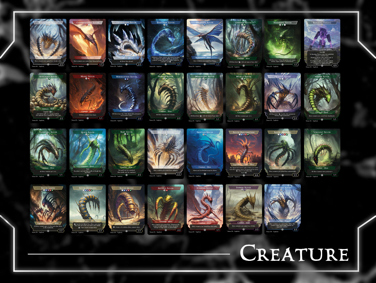 Sliver mtg proxy deck custom magic card lands token alter full deck list edh cedh dual land fetch