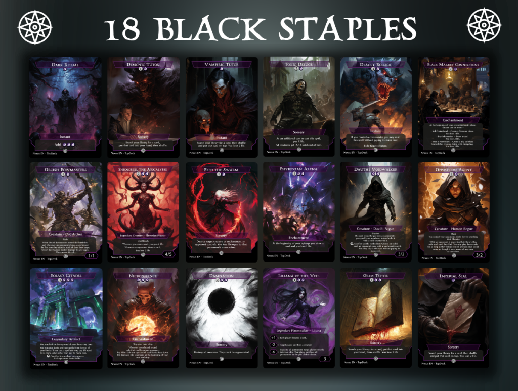 Black Staple 18 Cards Bundle - Commander EDH Black Staple Pack