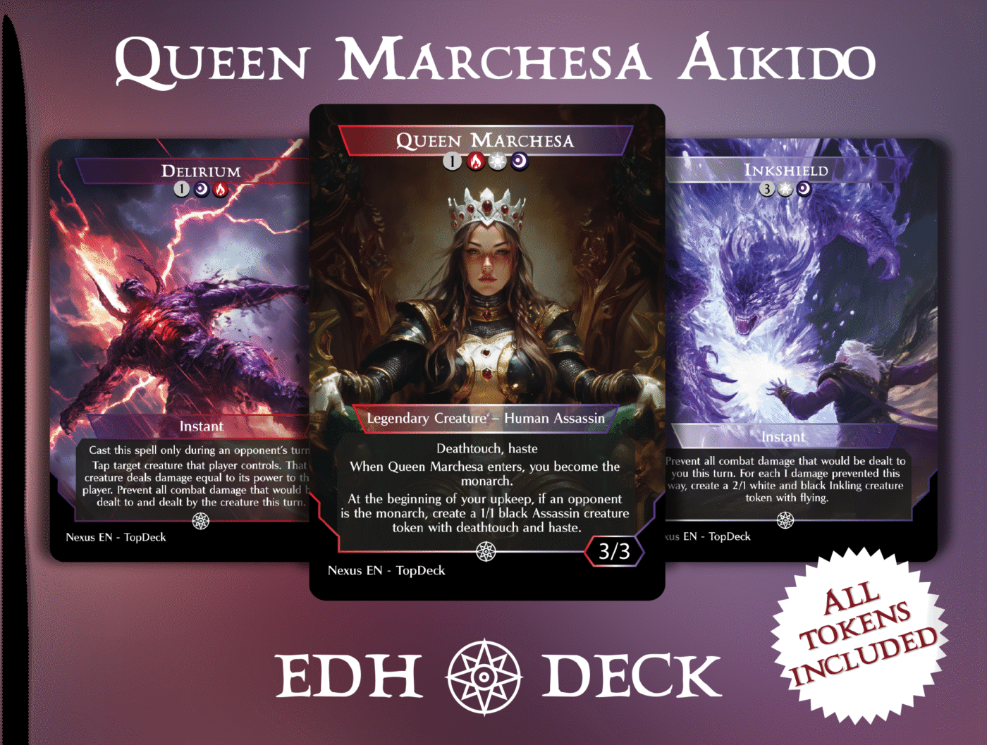 Queen Marchesa Aikido Commander mtg proxy deck custom magic card lands token alter full deck list edh cedh dual land fetch