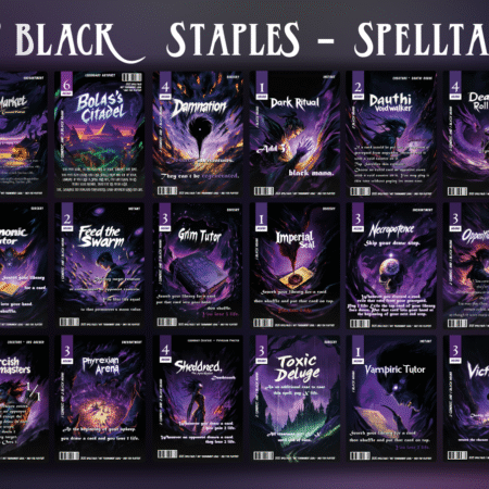 Dark Ritual Demonic Tutor Vampiric Tutor Toxic Deluge Deadly Rollick Black Market Connections Orcish Bowmasters Feed the Swarm Phyrexian Arena Opposition Agent Bolas's Citadel Necropotence Damnation Victimize Grim Tutor Imperial Seal Sheoldred the Apocalypse Dauthi Voidwalker Commander mtg proxy deck custom magic card lands token alter full deck list edh cedh
