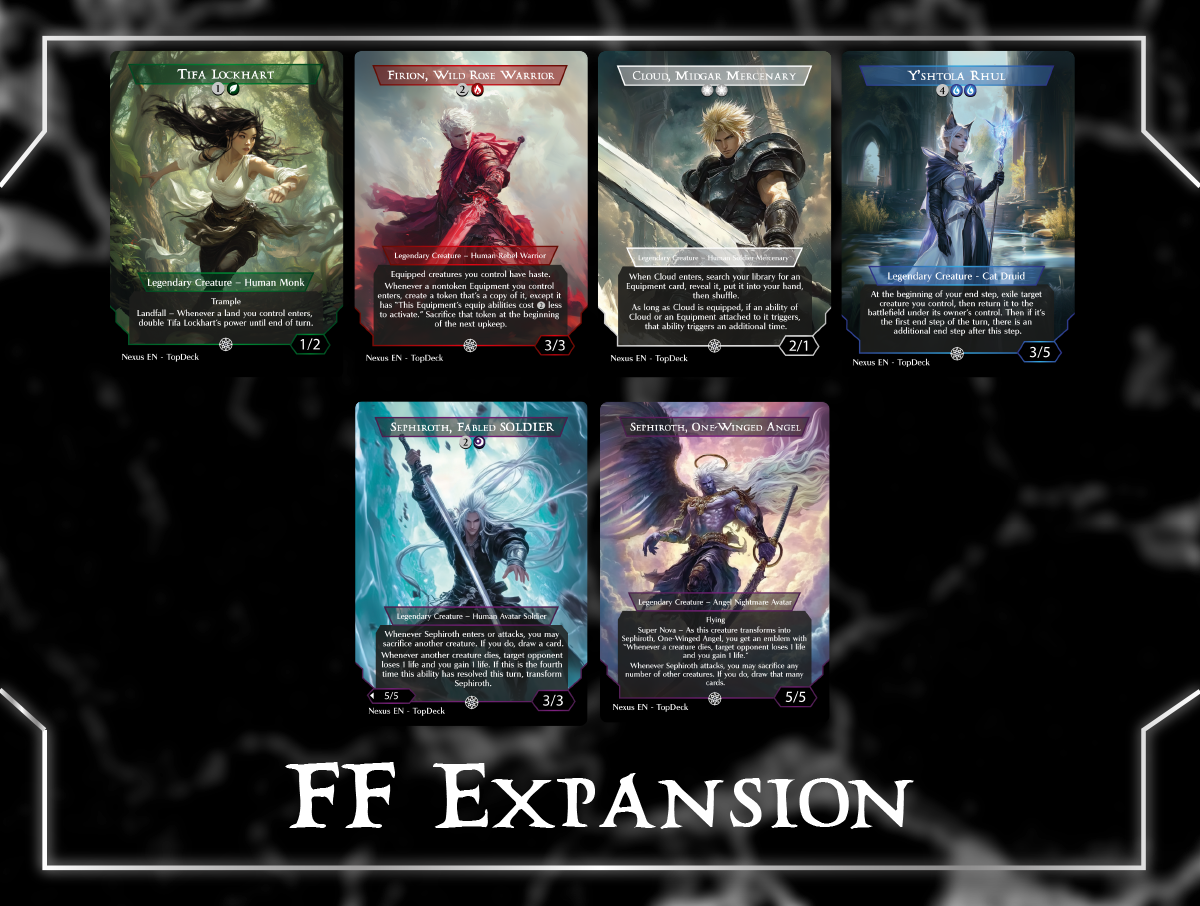 Y'shtola, Night's Blessed Tifa, Martial Artist Celes, Rune Knight Vivi Ornitier Tidus, Yuna's Guardian Choco, Seeker of Paradise Emet-Selch of the Third Seat Tifa Lockhart Cloud, Midgar Mercenary Traveling Chocobo Buster Sword Y'shtola Rhul Terra, Magical Adept / Esper Terra Starting Town Ishgard, the Holy See Jidoor, Aristocratic Capital Summon: Yojimbo Summon: Esper Valigarmanda Sephiroth Kefka Zanarkand Commander mtg proxy deck custom magic card lands token alter full deck list edh cedh