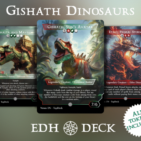 Gishath Dinosaurs Commander mtg proxy deck custom magic card lands token alter full deck list edh cedh dual land fetch