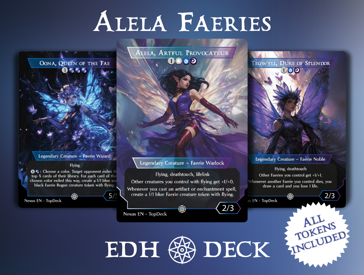 Alela Faeries Commander mtg proxy deck custom magic card lands token alter full deck list edh cedh dual land fetch