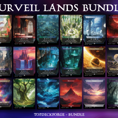 Commercial District Elegant Parlor Hedge Maze Lush Portico Meticulous Archive Raucous Theater Shadowy Backstreet Thundering Falls Undercity Sewers Underground Mortuary City of Brass Exotic Orchard Mana Confluence Forest Island Mountain Plains Swamp Commander mtg proxy deck custom magic card lands token alter full deck list edh cedh