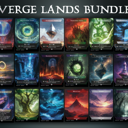 Riverpyre Verge Willowrush Verge Sunbillow Verge Thornspire Verge Hushwood Verge Floodfarm Verge Bleachbone Verge Gloomlake Verge Blazemire Verge Wastewood Verge Ancient Tomb Command Beacon Cavern of Souls Forest Island Mountain Plains Swamp Commander mtg proxy deck custom magic card lands token alter full deck list edh cedh