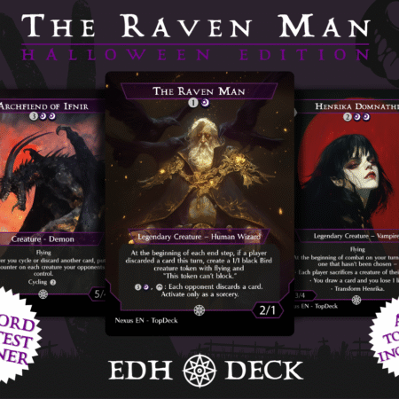 The Raven Man Commander mtg proxy deck custom magic card lands token alter full deck list edh cedh dual land fetch Halloween