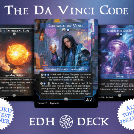 The De Vinci Code Commander mtg proxy deck custom magic card lands token alter full deck list edh cedh dual land fetch