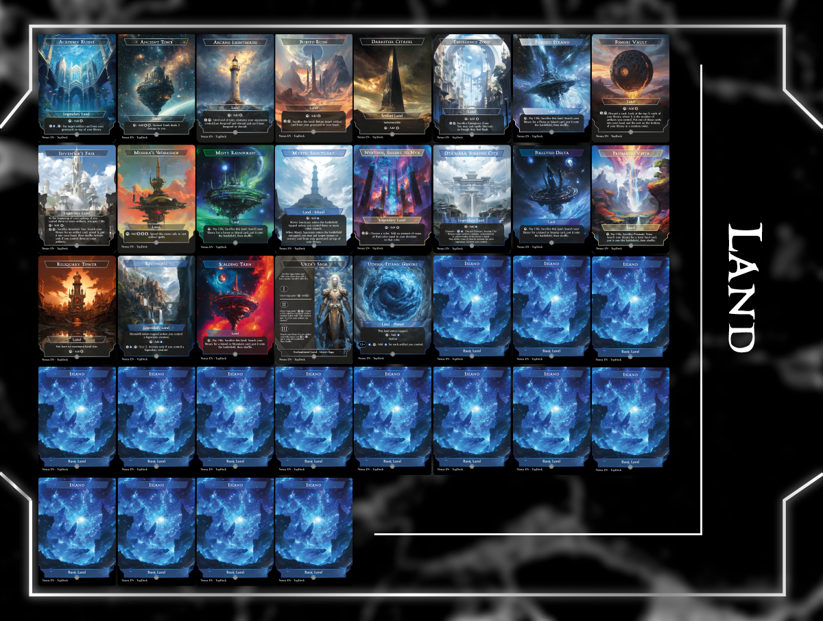 The De Vinci Code Commander mtg proxy deck custom magic card lands token alter full deck list edh cedh dual land fetch