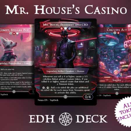 Mr. House's Casino Commander mtg proxy deck custom magic card lands token alter full deck list edh cedh dual land fetch