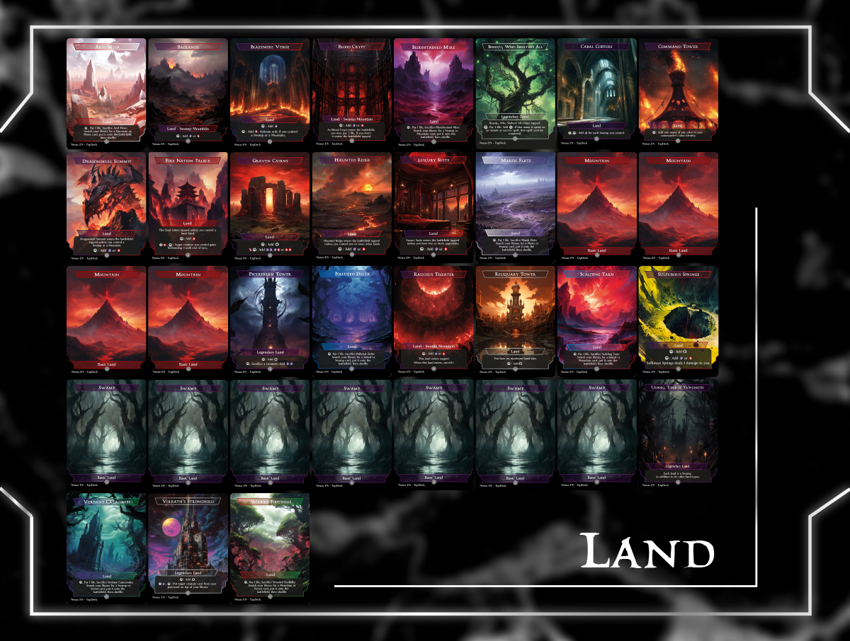 Judith Burn Commander mtg proxy deck custom magic card lands token alter full deck list edh cedh dual land fetch