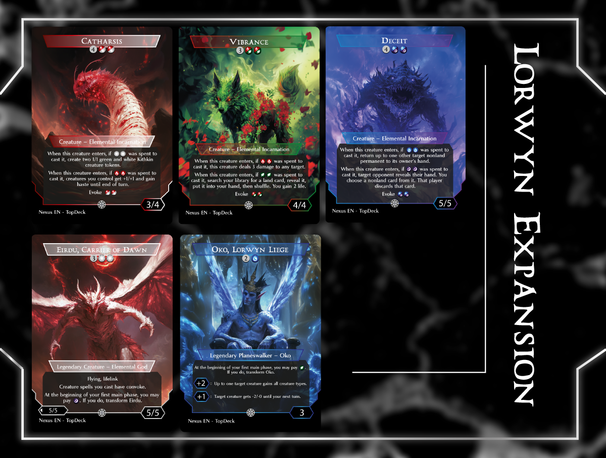 Hexing Squelcher Ajani, Outland Chaperone Bitterbloom Bearer Oko, Lorwyn Liege Oko, Shadowmoor Scion Mirrorform Sapling Nursery Boggart Mischief Rimefire Torque Formidable speaker Chronicle of Victory Brigid, Clachan's Heart Brigid, Doun's Mind Kinscaer Sentry Champion of the Path Celestial Reunion Maralen, Fae Ascendant Doran, Besieged by Time Eirdu, Carrier of Dawn Isilu, Carrier of Twilight Trystan's Command Vibrance Kinbinding Champions of the Shaol Soul Immolation Champion of the Weird Gloom Ripper Ashling the Limitless The Reaper, King No More Deceit Glen Elandra Guardian Bloodline Bidding Champions of the Perfect Bre of Clan Stoutarm Mutable Explorer Moonshadow Twilight Diviner Mirrormind Crown Catharsis Commander mtg proxy deck custom magic card lands token alter full deck list edh cedh