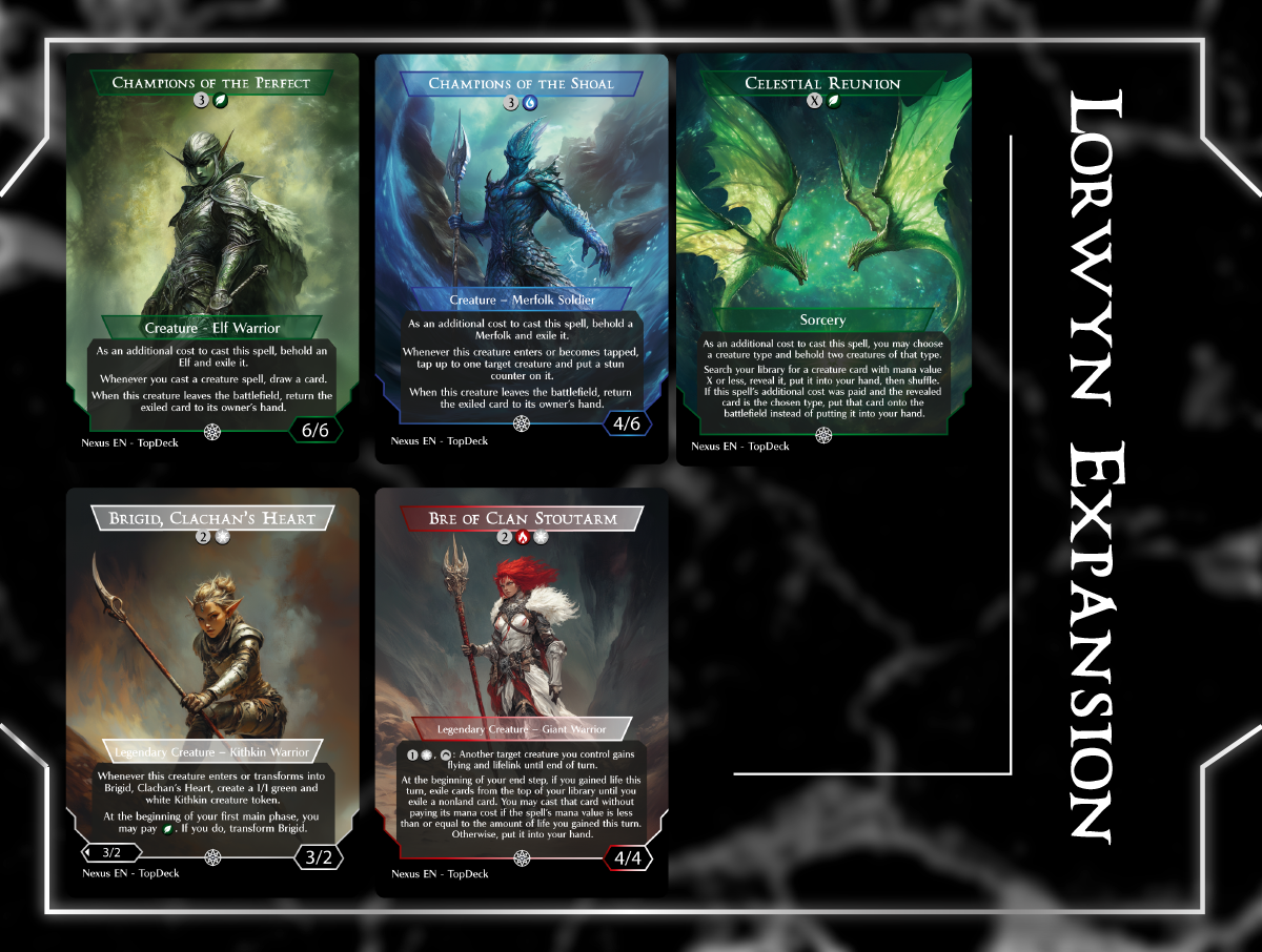 Hexing Squelcher Ajani, Outland Chaperone Bitterbloom Bearer Oko, Lorwyn Liege Oko, Shadowmoor Scion Mirrorform Sapling Nursery Boggart Mischief Rimefire Torque Formidable speaker Chronicle of Victory Brigid, Clachan's Heart Brigid, Doun's Mind Kinscaer Sentry Champion of the Path Celestial Reunion Maralen, Fae Ascendant Doran, Besieged by Time Eirdu, Carrier of Dawn Isilu, Carrier of Twilight Trystan's Command Vibrance Kinbinding Champions of the Shaol Soul Immolation Champion of the Weird Gloom Ripper Ashling the Limitless The Reaper, King No More Deceit Glen Elandra Guardian Bloodline Bidding Champions of the Perfect Bre of Clan Stoutarm Mutable Explorer Moonshadow Twilight Diviner Mirrormind Crown Catharsis Commander mtg proxy deck custom magic card lands token alter full deck list edh cedh