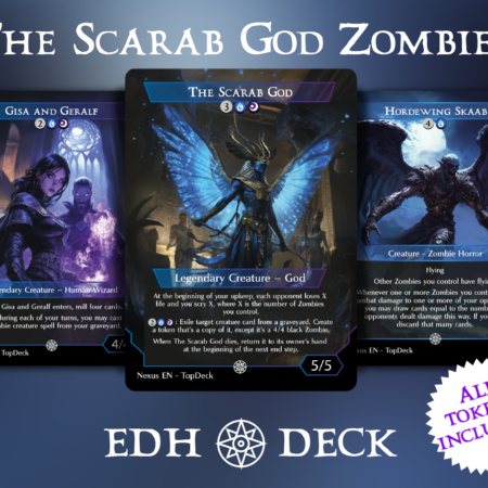 The Scarab God Zombies Commander mtg proxy deck custom magic card lands token alter full deck list edh cedh dual land fetch