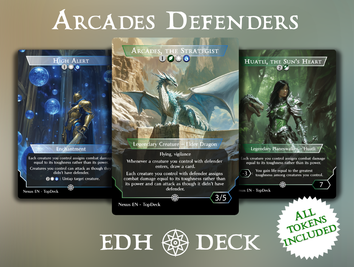 Arcades Defenders Commander mtg proxy deck custom magic card lands token alter full deck list edh cedh dual land fetch