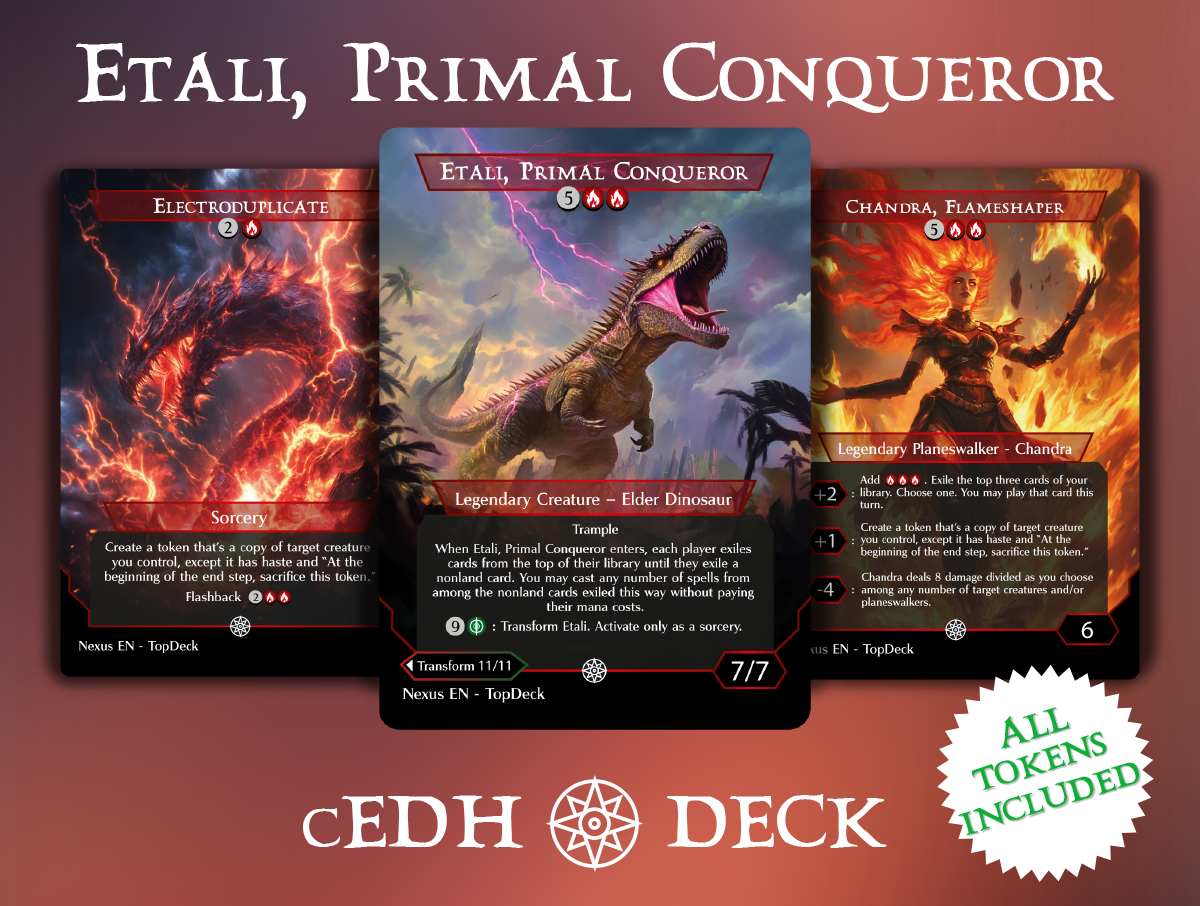 Etali Primal Conqueror cEDH Commander mtg proxy deck custom magic card lands token alter full deck list edh cedh dual land fetch
