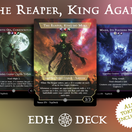 The Reaper, King Again Commander mtg proxy deck custom magic card lands token alter full deck list edh cedh dual land fetch