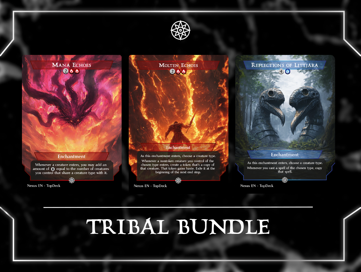 Banner of Kinship Cavern of Souls Door of Destinies Everything Comes to Dust Herald's Horn Kindred Discovery Kindred Dominance Mana Echoes Maskwood Nexus Molten Echoes Realmwalker Reflections of Littjara Roaming Throne Species Specialist Three Tree City Urza's Incubator Vanquisher's Banner Commander mtg proxy deck custom magic card lands token alter full deck list edh cedh