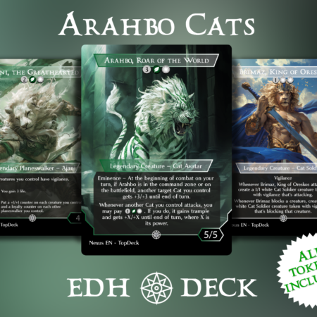 Arahbo Cats Commander mtg proxy deck custom magic card lands token alter full deck list edh cedh dual land fetch