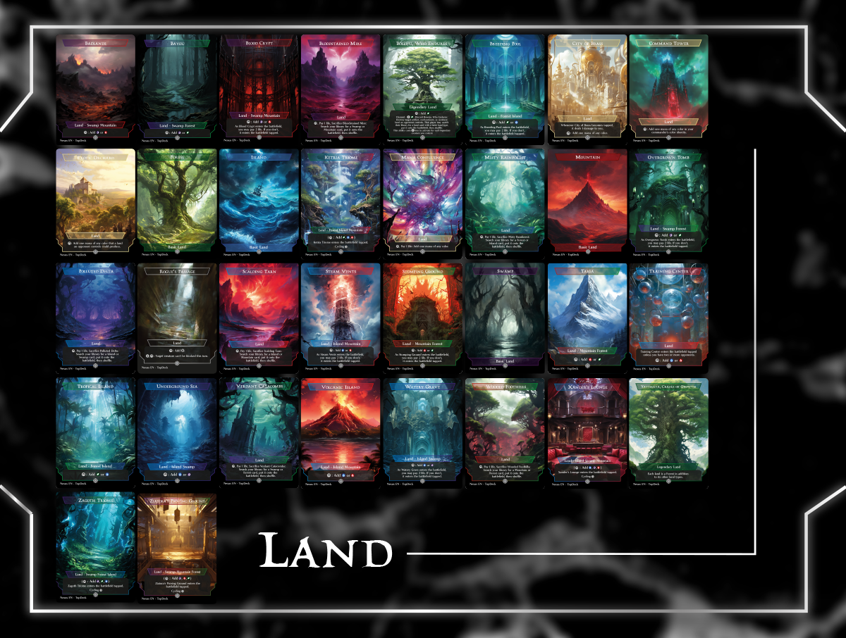 Yidris Cascade Commander mtg proxy deck custom magic card lands token alter full deck list edh cedh dual land fetch