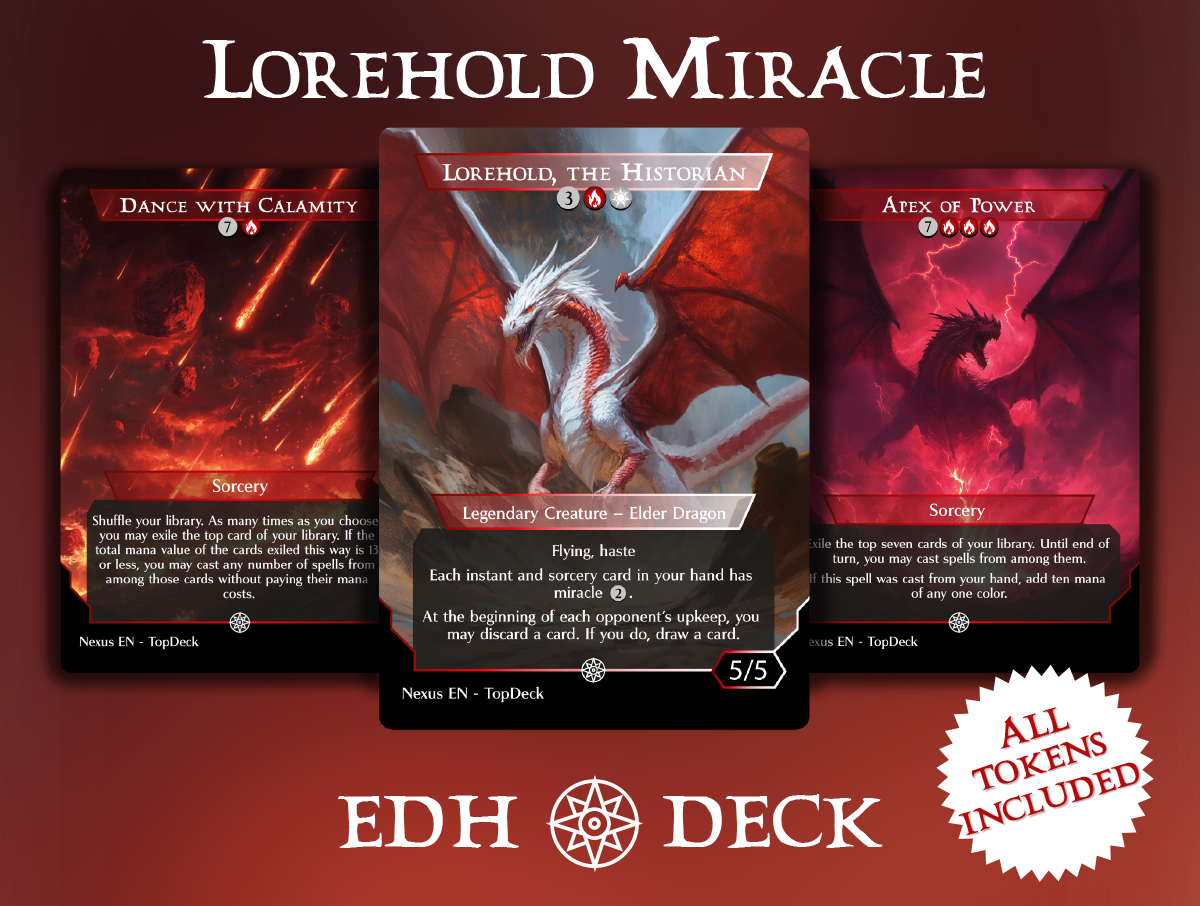 Lorehold Miracle Commander mtg proxy deck custom magic card lands token alter full deck list edh cedh dual land fetch