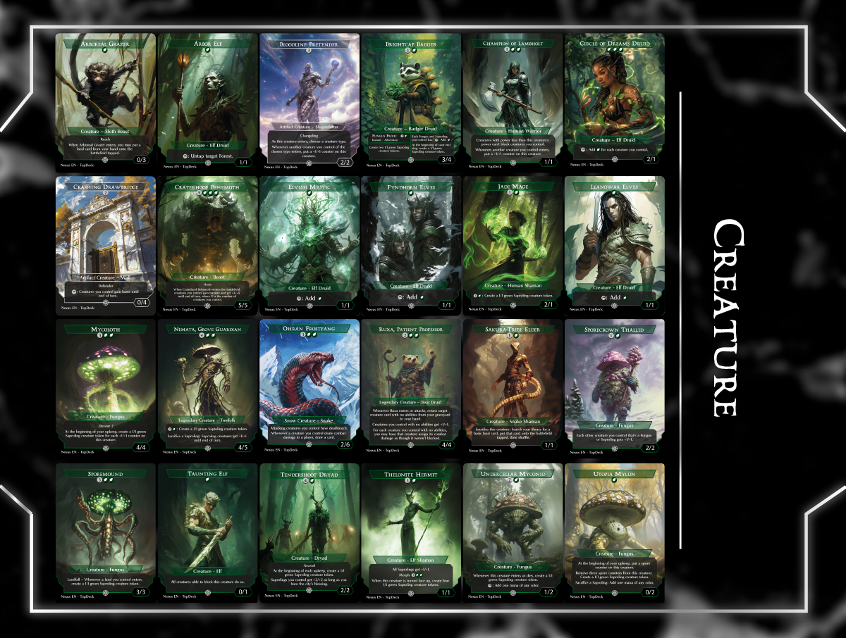 Shroofus Spring Saprolings Commander mtg proxy deck custom magic card lands token alter full deck list edh cedh dual land fetch
