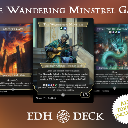 The Wandering Minstrel Gate Commander mtg proxy deck custom magic card lands token alter full deck list edh cedh dual land fetch