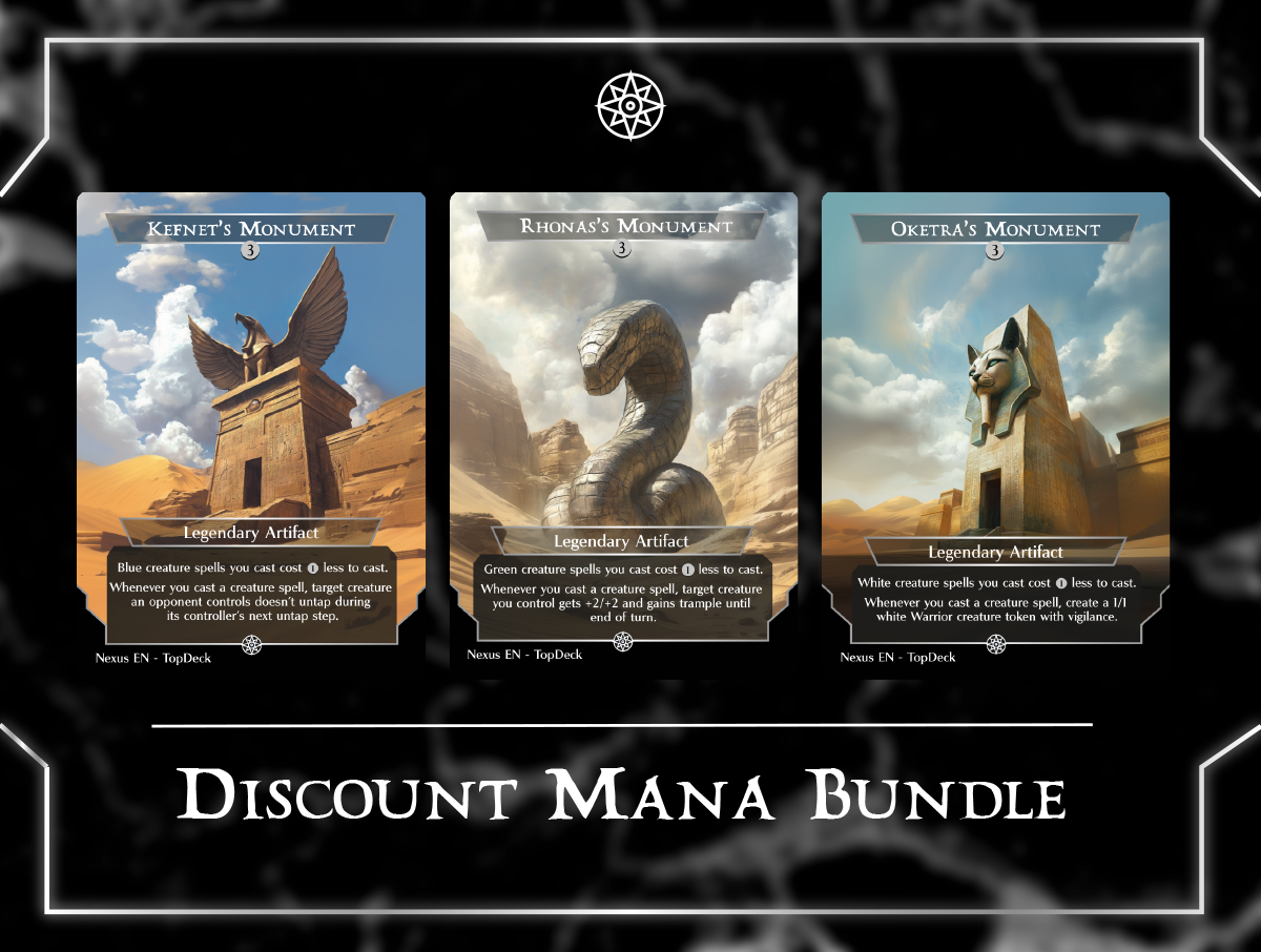 Bontu's Monument Cloud Key Emerald Medallion Hazoret's Monument Helm of Awakening Jet Medallion Kefnet's Monument Mana Matrix Oketra's Monument Pearl Medallion Planar Gate Primal Amulet Primal Wellspring Rhonas's Monument Ruby Medallion Sapphire Medallion Semblance Anvil The Immortal Sun Urza's Filter Commander mtg proxy deck custom magic card lands token alter full deck list edh cedh