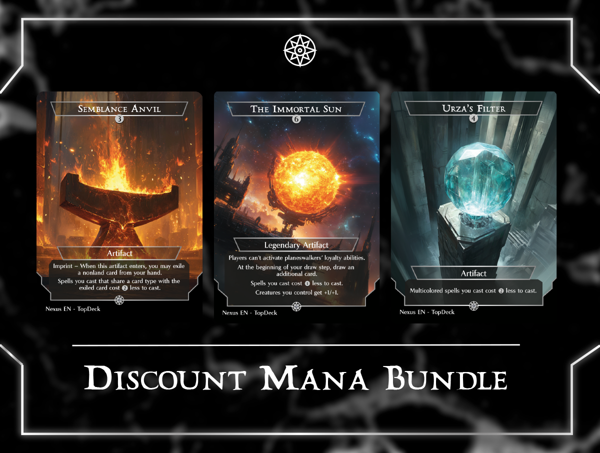 Bontu's Monument Cloud Key Emerald Medallion Hazoret's Monument Helm of Awakening Jet Medallion Kefnet's Monument Mana Matrix Oketra's Monument Pearl Medallion Planar Gate Primal Amulet Primal Wellspring Rhonas's Monument Ruby Medallion Sapphire Medallion Semblance Anvil The Immortal Sun Urza's Filter Commander mtg proxy deck custom magic card lands token alter full deck list edh cedh