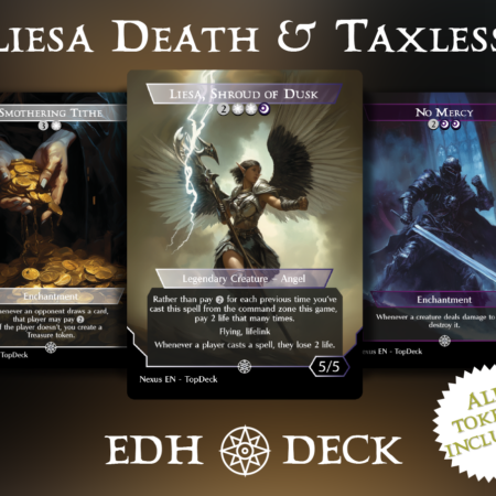 Liesa Death & Taxless Commander mtg proxy deck custom magic card lands token alter full deck list edh cedh dual land fetch