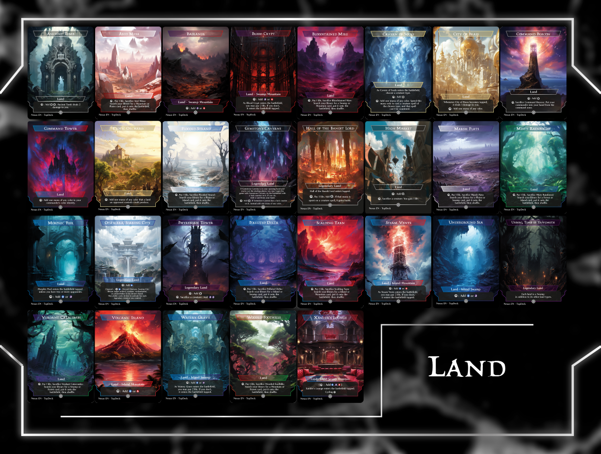Lord Xander Half Off Everything Commander mtg proxy deck custom magic card lands token alter full deck list edh cedh dual land fetch