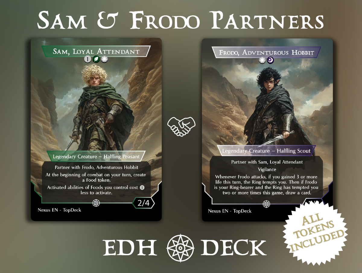 Sam & Frodo Partners Commander mtg proxy deck custom magic card lands token alter full deck list edh cedh dual land fetch